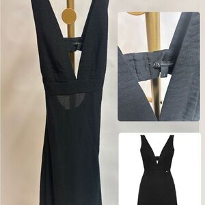 A/X Armani Exchange Black Sheath Dress Plunge Neckline